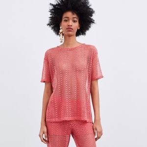 Crochet Style Openwork Shirt See Through